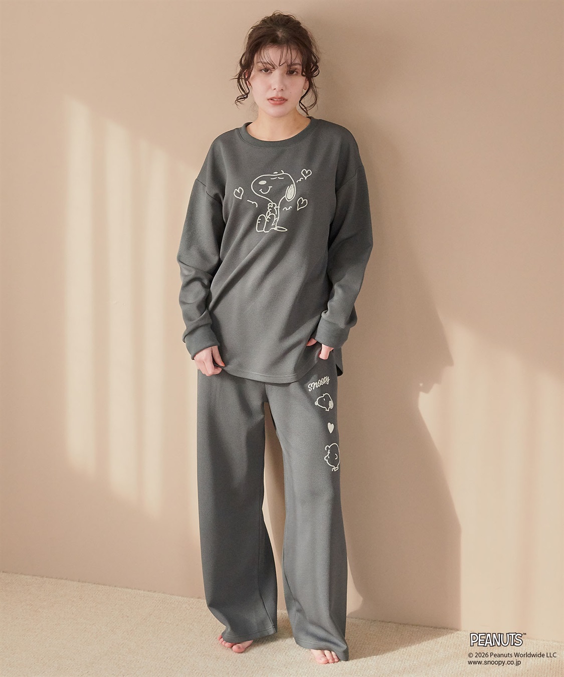 Life Style by cross marche 【PEANUTS/ピーナッツ】SNOOPY/スヌーピーワッフル刺繍ルームウェアパンツ/パジャマ（上下別売り）（2026SS）_sub_20
