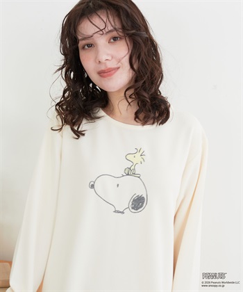 Life Style by cross marche 【PEANUTS/ピーナッツ】SNOOPY/スヌーピーワッフル刺繍ルームウェアワンピース/パジャマ（2026SS）_subthumb_2