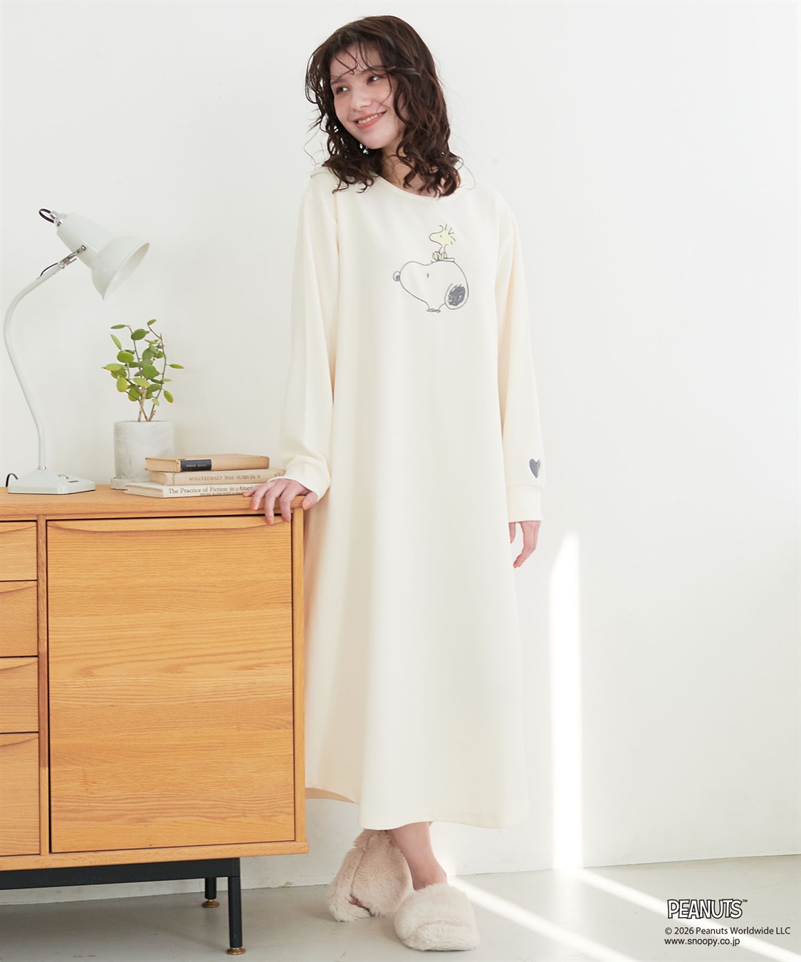 Life Style by cross marche 【PEANUTS/ピーナッツ】SNOOPY/スヌーピーワッフル刺繍ルームウェアワンピース/パジャマ（2026SS）_sub_4