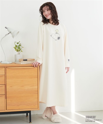 Life Style by cross marche 【PEANUTS/ピーナッツ】SNOOPY/スヌーピーワッフル刺繍ルームウェアワンピース/パジャマ（2026SS）_subthumb_4