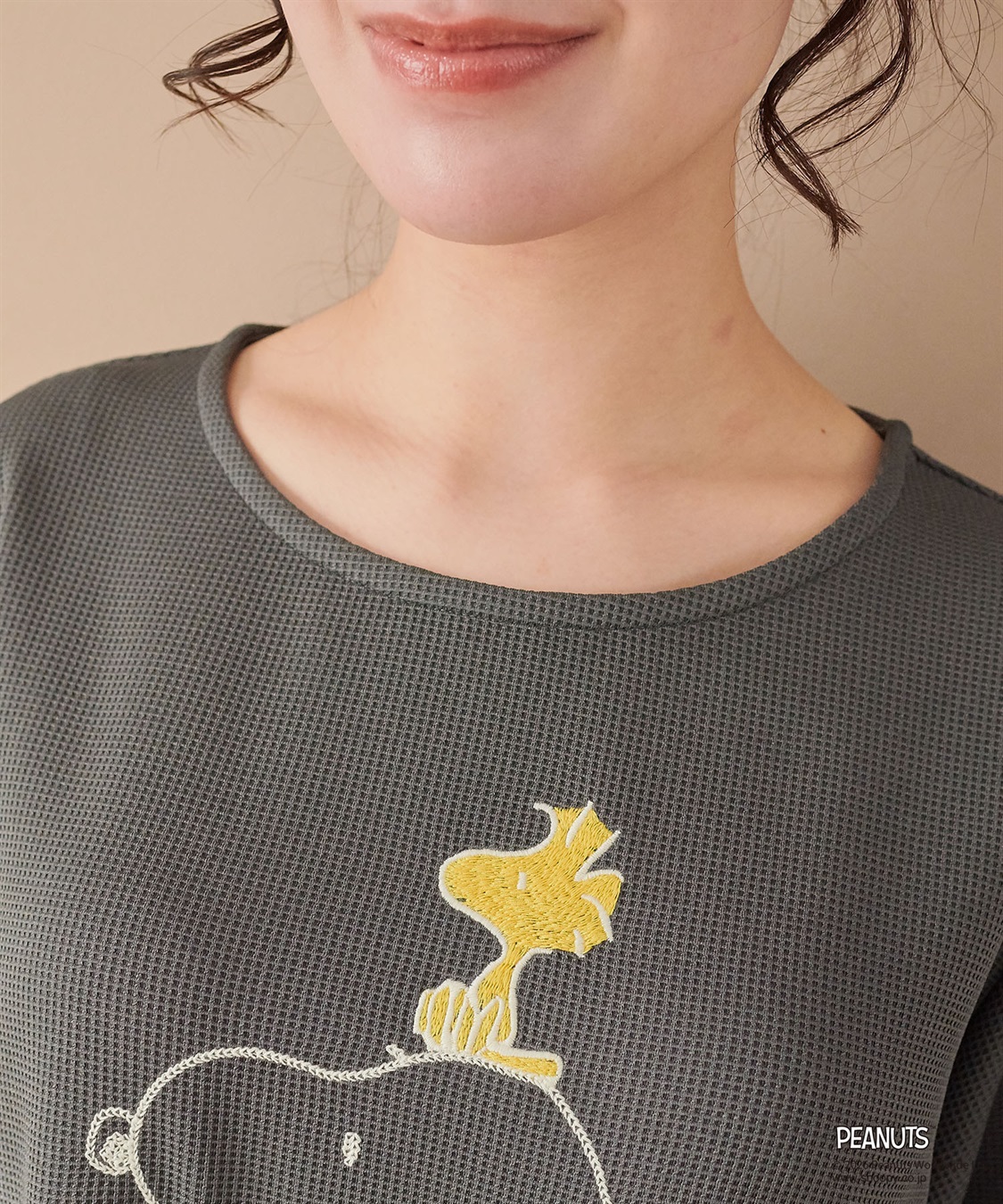 Life Style by cross marche 【PEANUTS/ピーナッツ】SNOOPY/スヌーピーワッフル刺繍ルームウェアワンピース/パジャマ（2026SS）_sub_16
