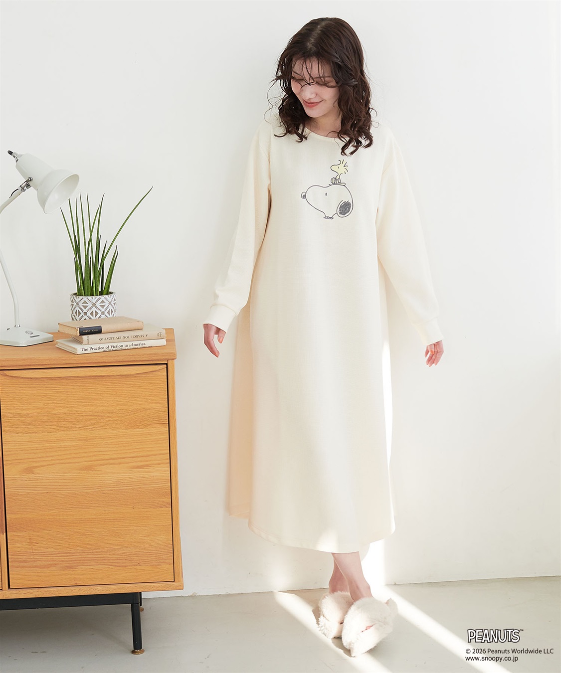 Life Style by cross marche 【PEANUTS/ピーナッツ】SNOOPY/スヌーピーワッフル刺繍ルームウェアワンピース/パジャマ（2026SS）_sub_22