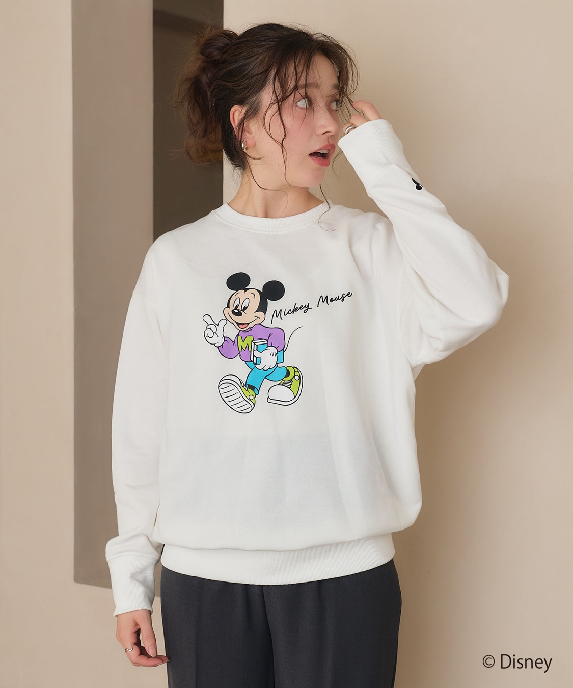 chara station 【Disney/ディズニー】Mickey Mouse/ミッキーマウス裏毛スウェットプルオーバー_sub_1