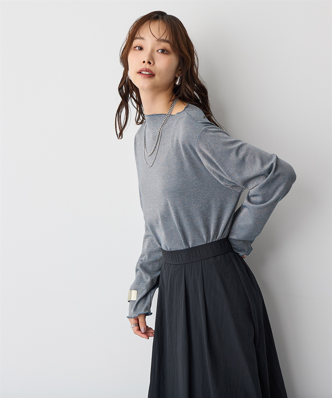 anyfee 【anyfee/プラスサイズ】ラメテレコトップス_sub_2