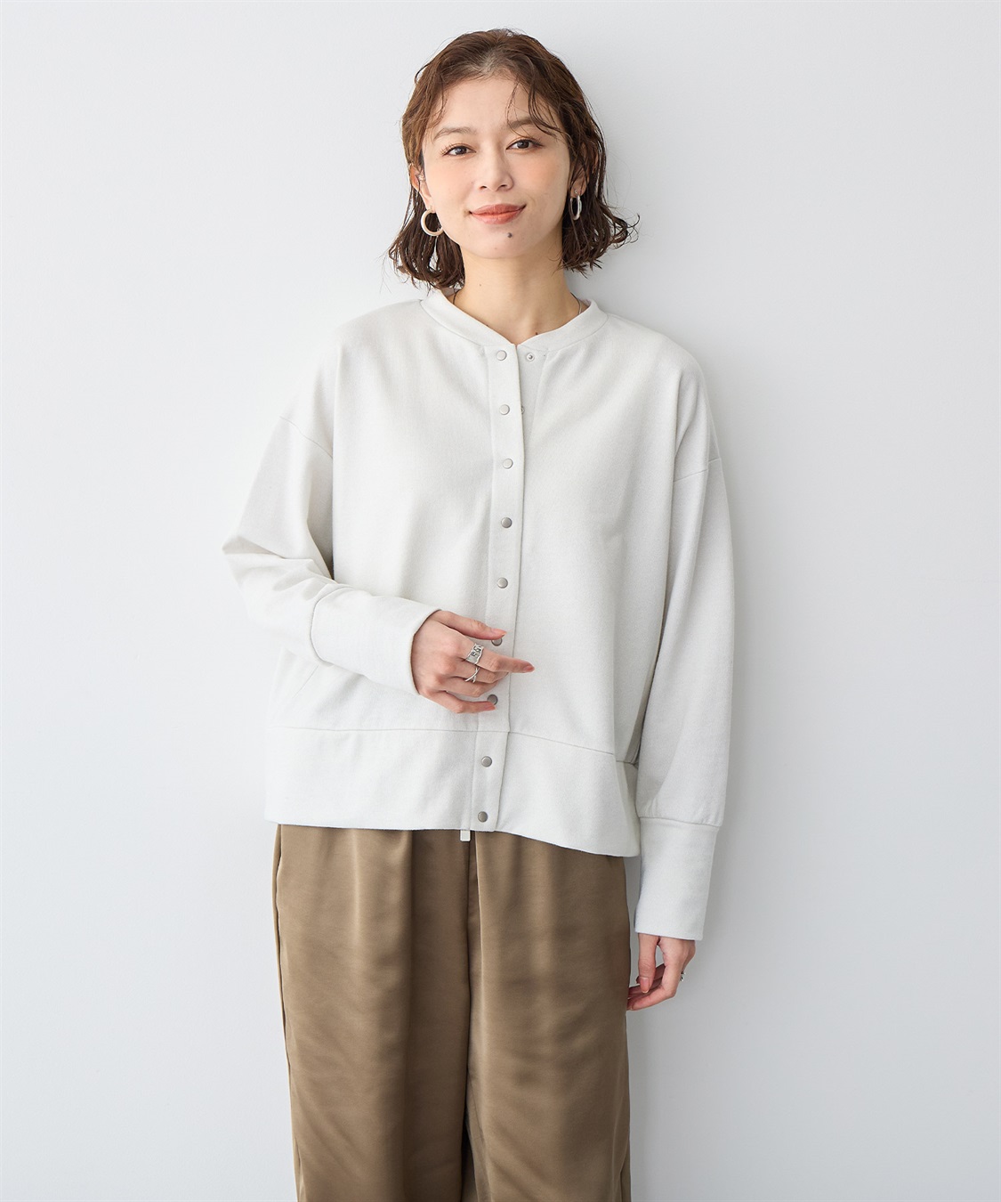 anyfee 【anyfee/プラスサイズ】ラメミックススナップボタンカーディガン_sub_3