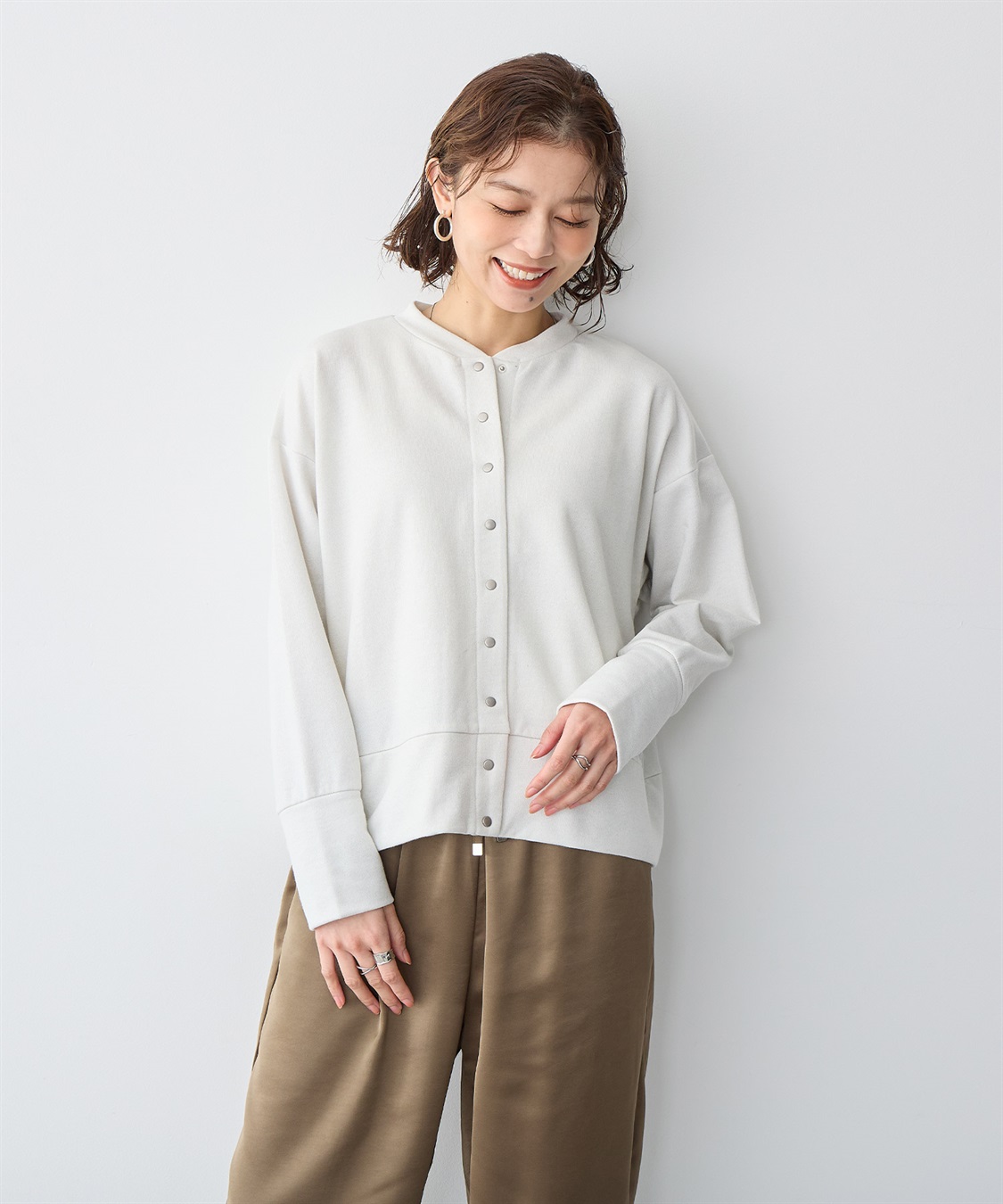 anyfee 【anyfee/プラスサイズ】ラメミックススナップボタンカーディガン_sub_4