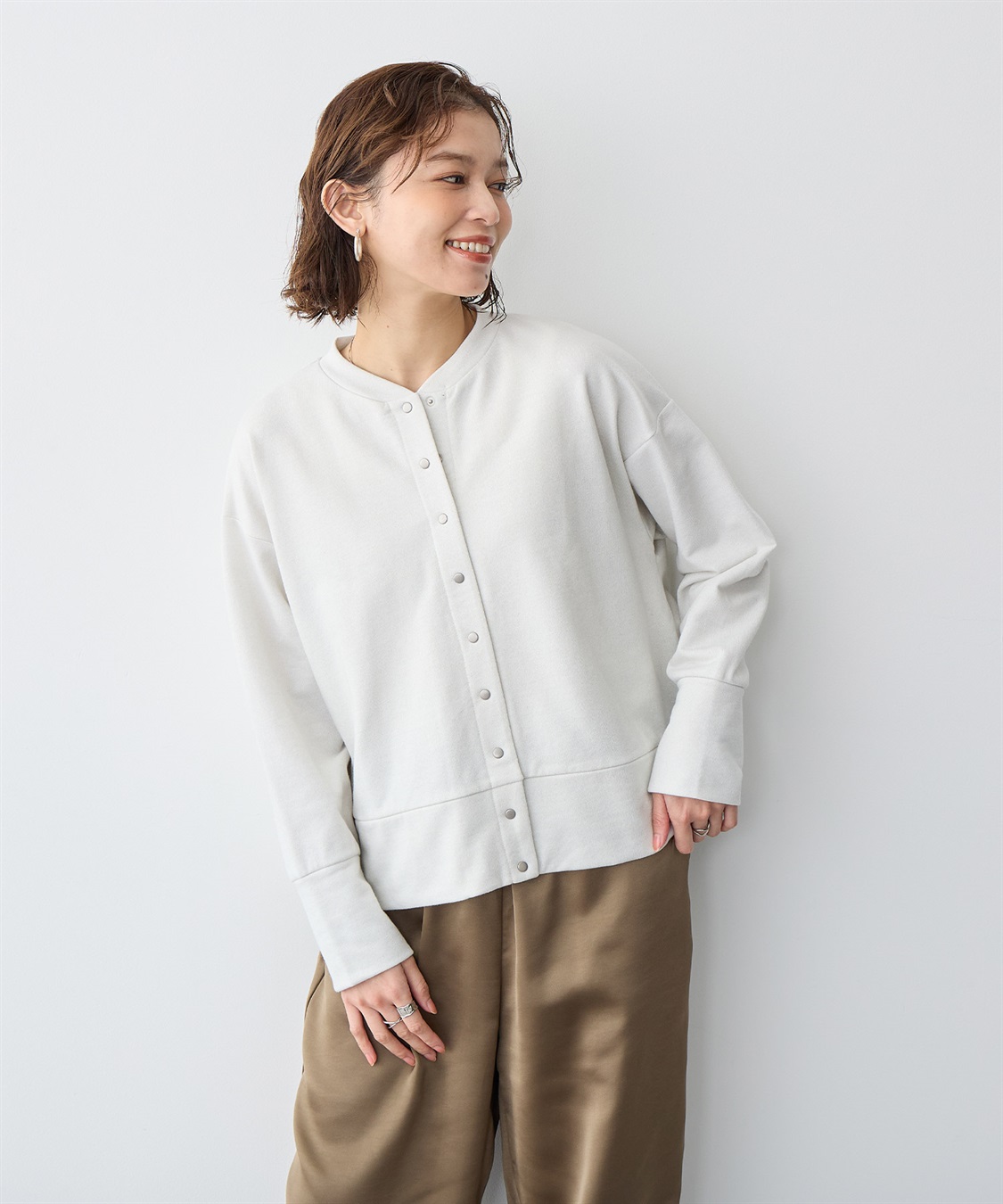 anyfee 【anyfee/プラスサイズ】ラメミックススナップボタンカーディガン_sub_5