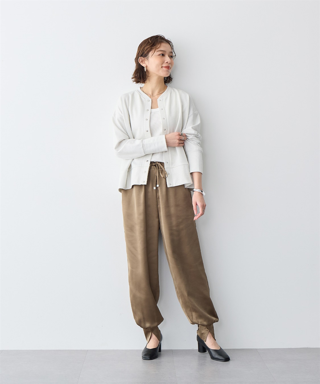 anyfee 【anyfee/プラスサイズ】ラメミックススナップボタンカーディガン_sub_7