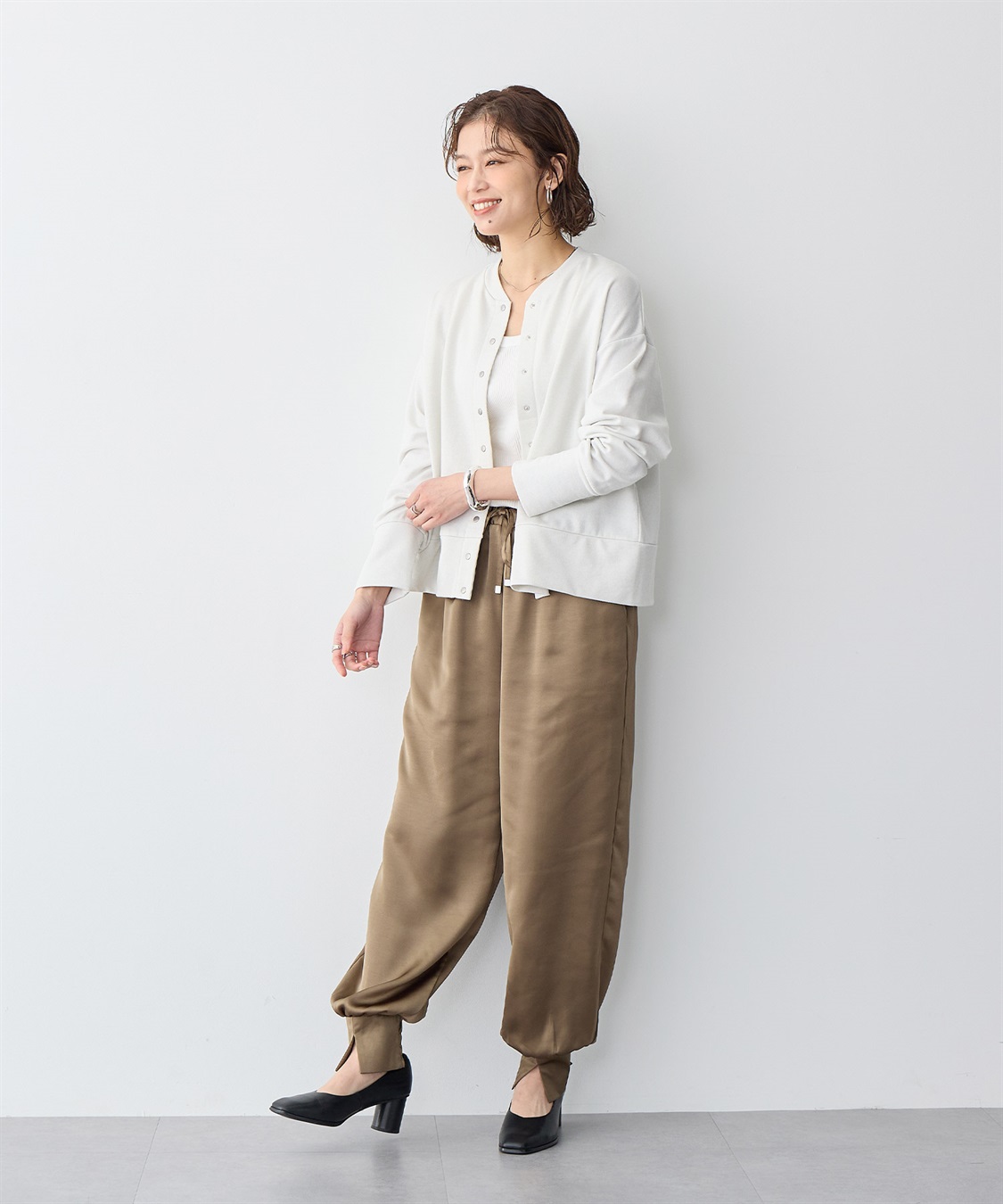 anyfee 【anyfee/プラスサイズ】ラメミックススナップボタンカーディガン_sub_8