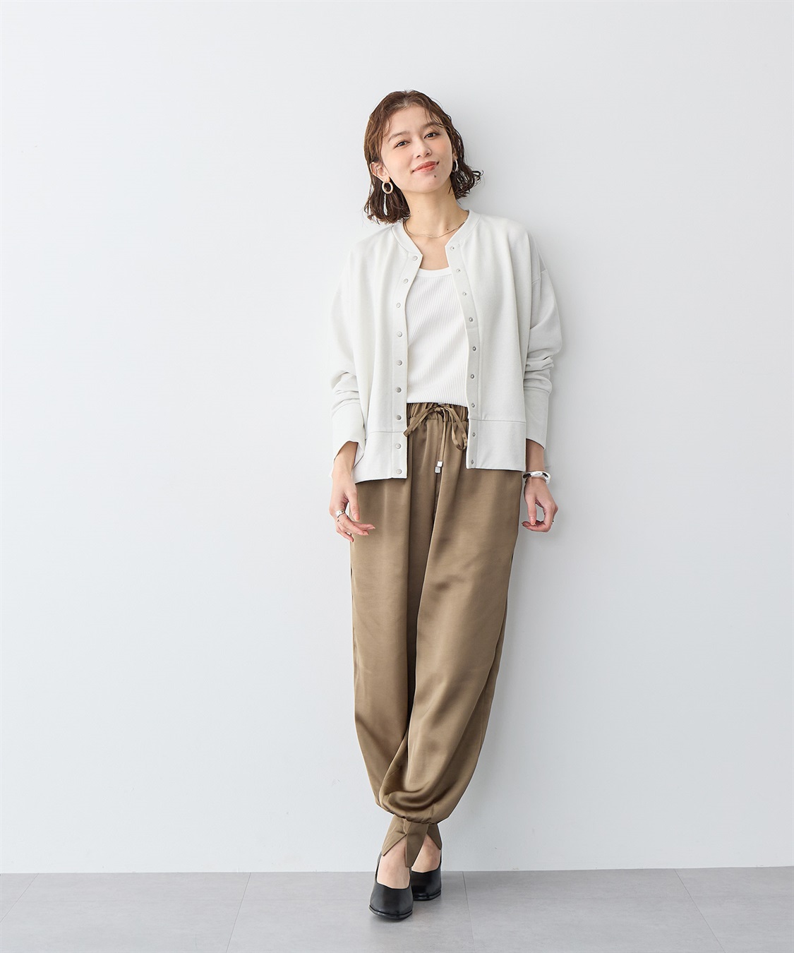 anyfee 【anyfee/プラスサイズ】ラメミックススナップボタンカーディガン_sub_11