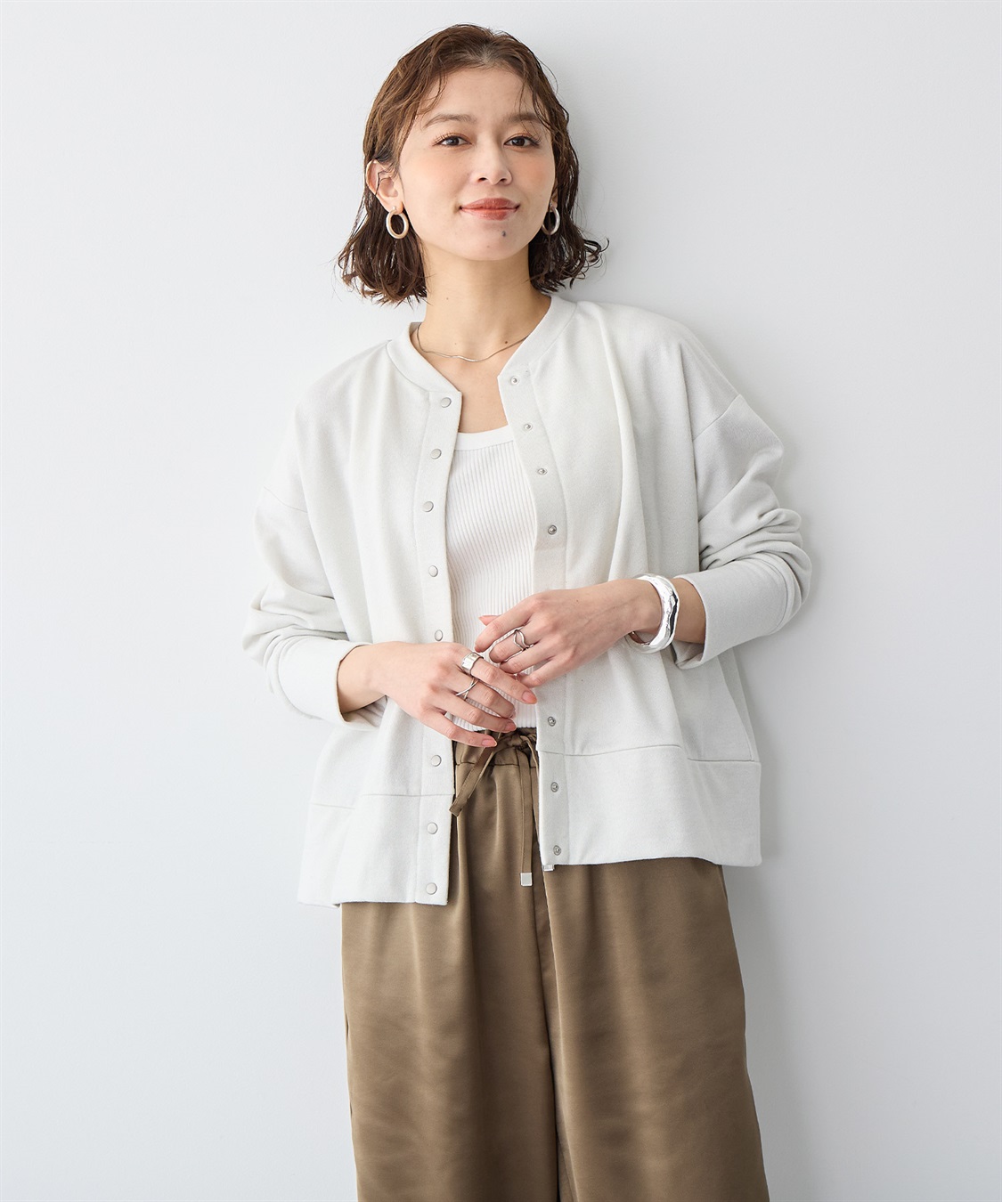 anyfee 【anyfee/プラスサイズ】ラメミックススナップボタンカーディガン_sub_12