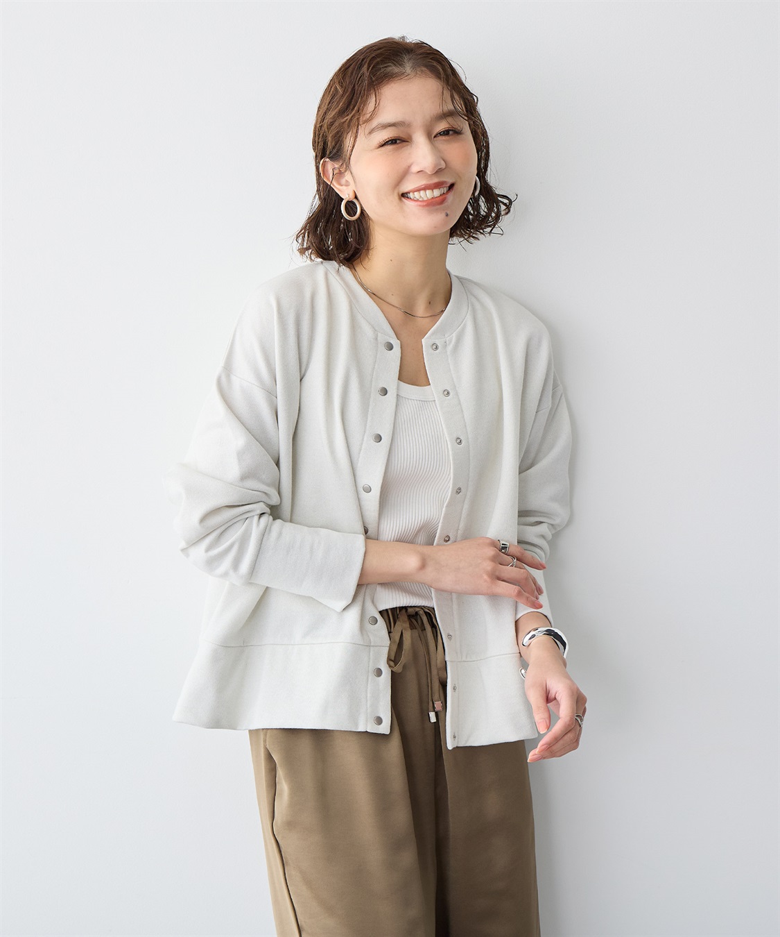 anyfee 【anyfee/プラスサイズ】ラメミックススナップボタンカーディガン_sub_13