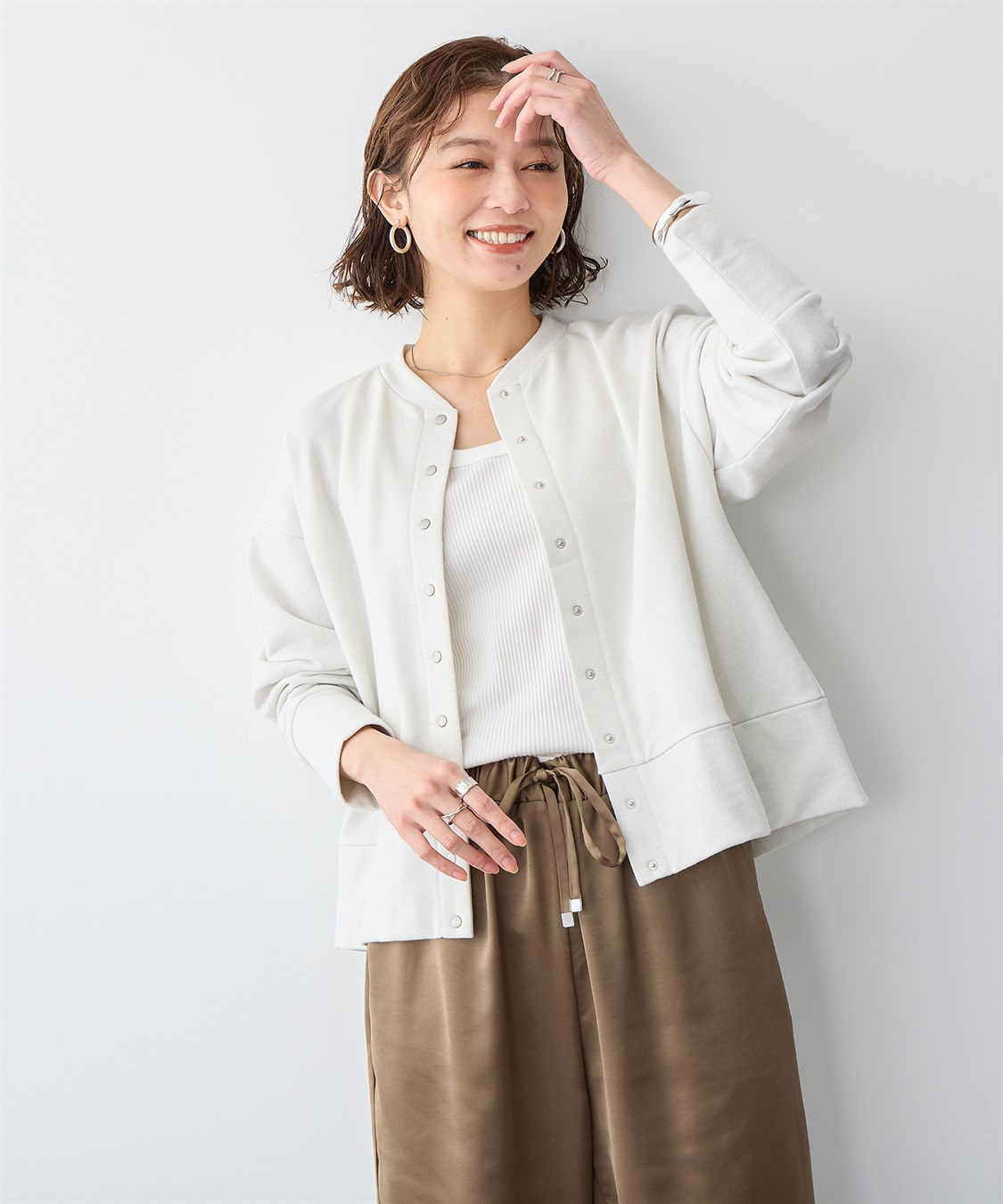 anyfee 【anyfee/プラスサイズ】ラメミックススナップボタンカーディガン_sub_14