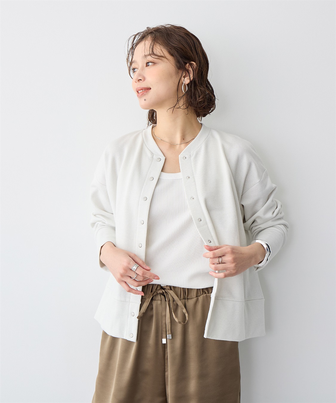 anyfee 【anyfee/プラスサイズ】ラメミックススナップボタンカーディガン_sub_15