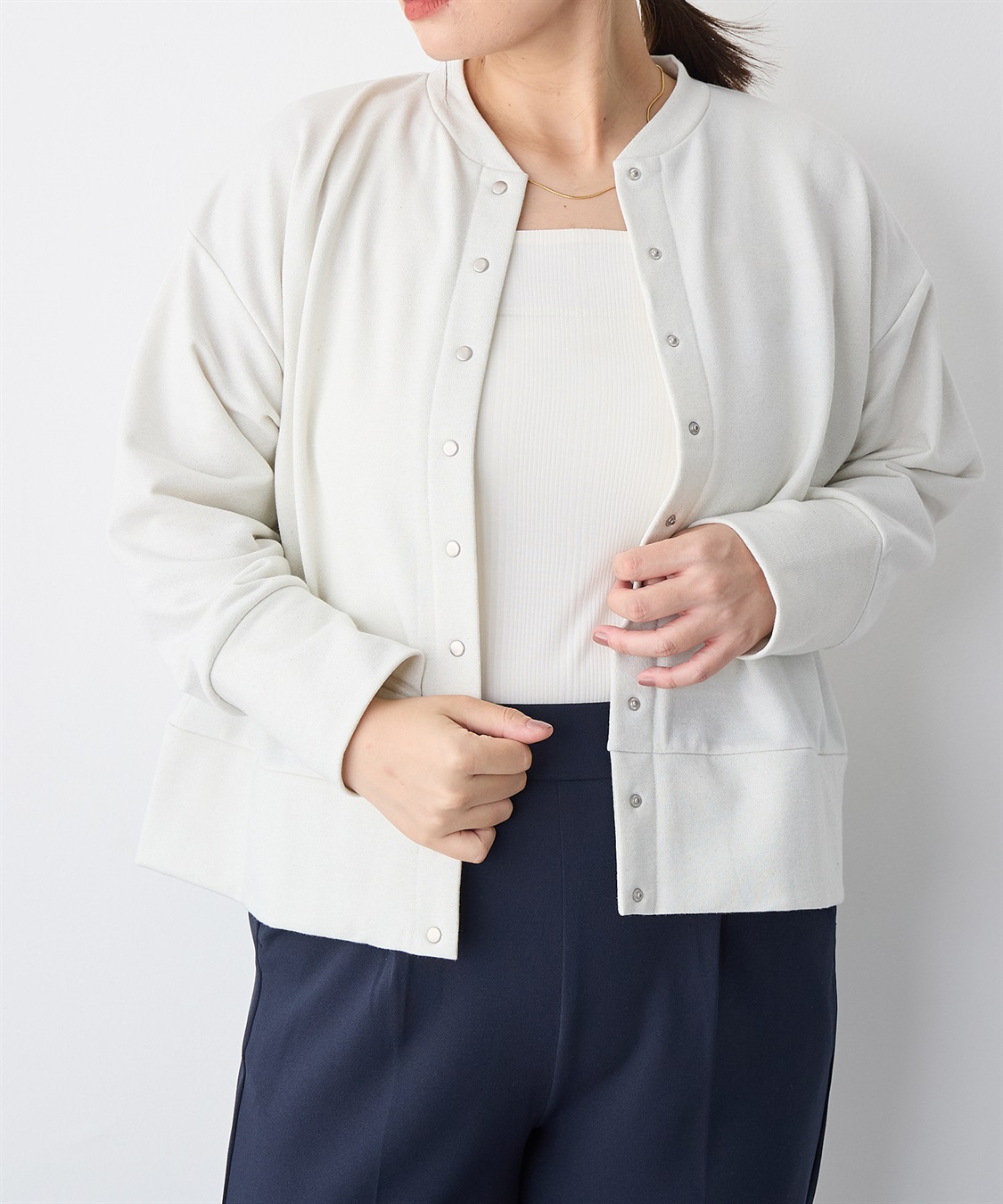 anyfee 【anyfee/プラスサイズ】ラメミックススナップボタンカーディガン_sub_16