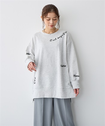 Life Style by cross marche 【anyfee/プラスサイズ】ビッグシルエット裏毛刺繍プルオーバー_subthumb_1