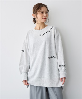 Life Style by cross marche 【anyfee/プラスサイズ】ビッグシルエット裏毛刺繍プルオーバー_subthumb_2