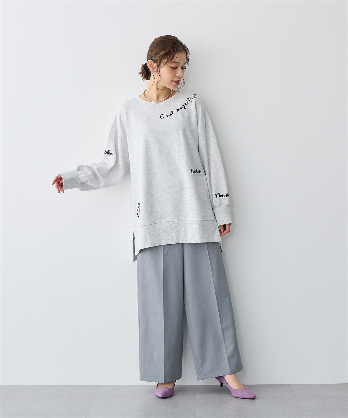 Life Style by cross marche 【anyfee/プラスサイズ】ビッグシルエット裏毛刺繍プルオーバー_sub_5