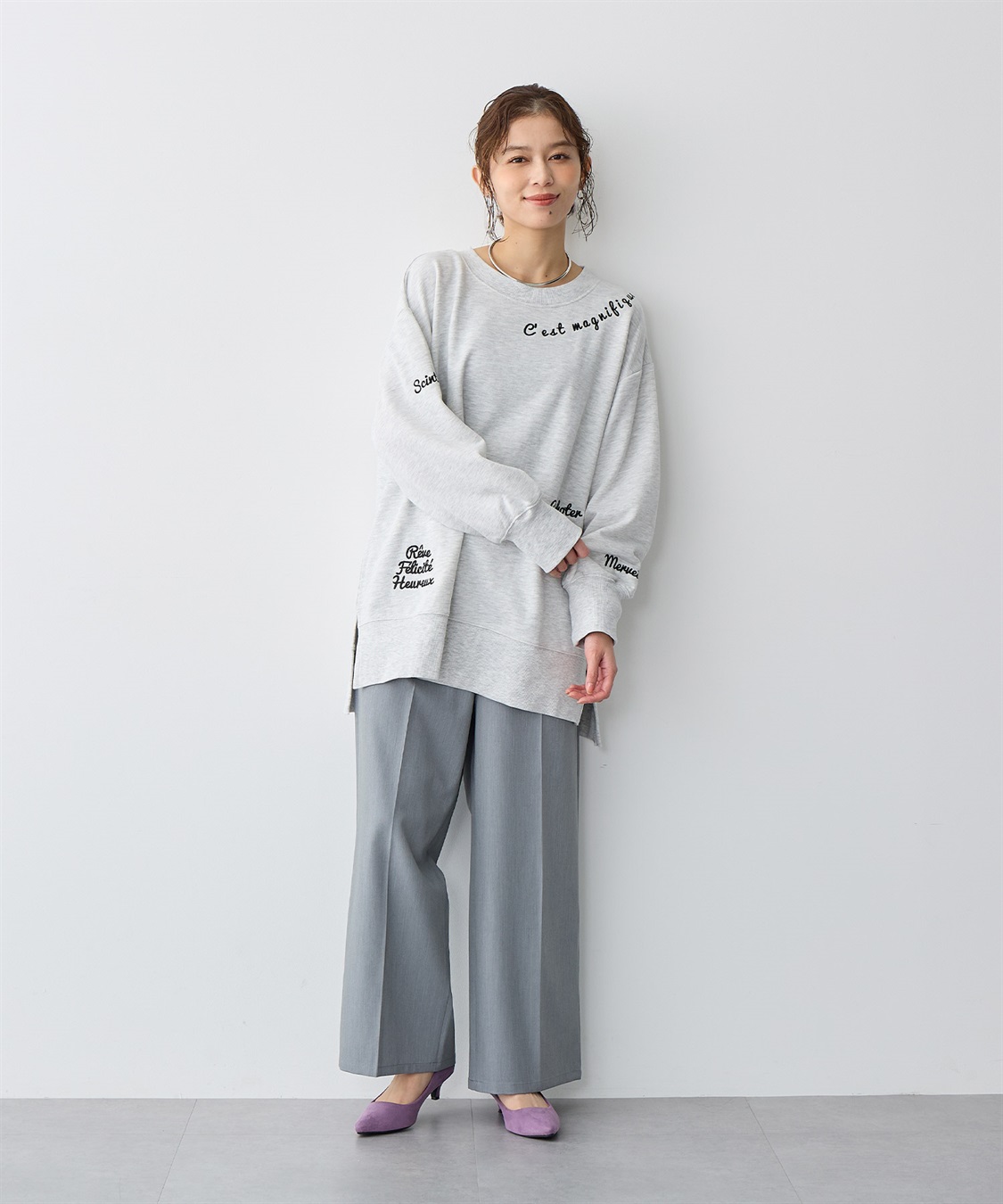 Life Style by cross marche 【anyfee/プラスサイズ】ビッグシルエット裏毛刺繍プルオーバー_sub_6