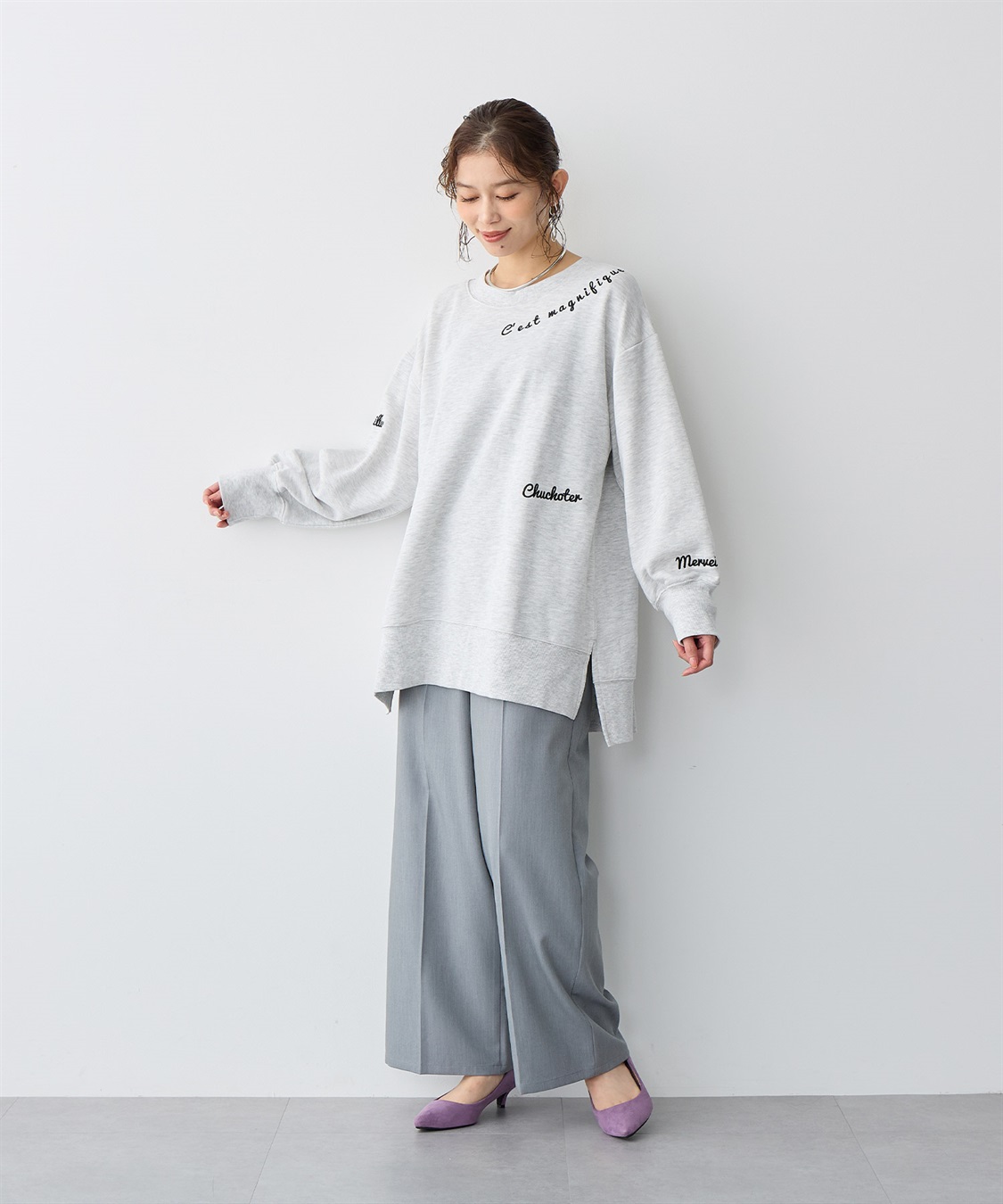 Life Style by cross marche 【anyfee/プラスサイズ】ビッグシルエット裏毛刺繍プルオーバー_sub_7