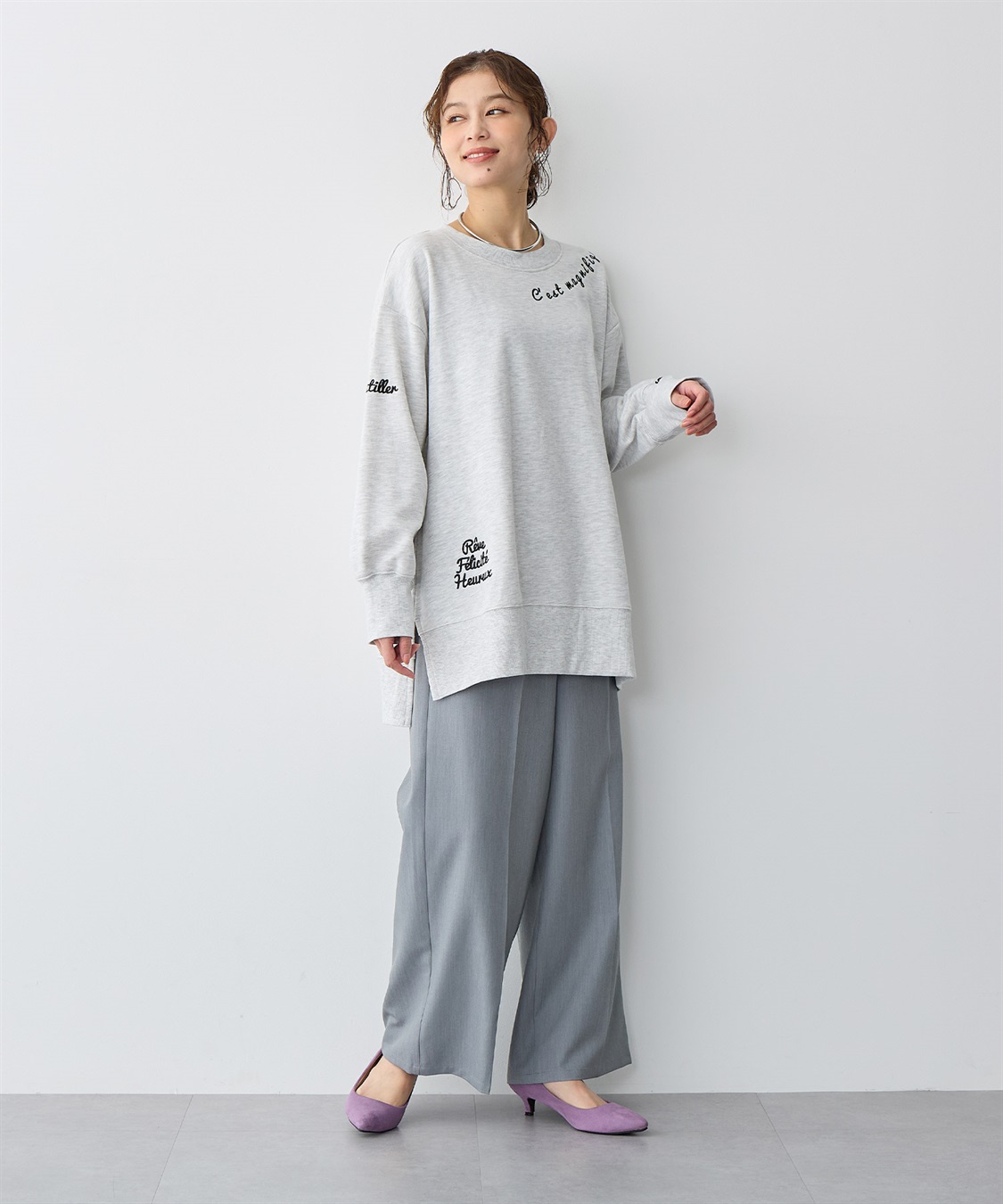 Life Style by cross marche 【anyfee/プラスサイズ】ビッグシルエット裏毛刺繍プルオーバー_sub_8