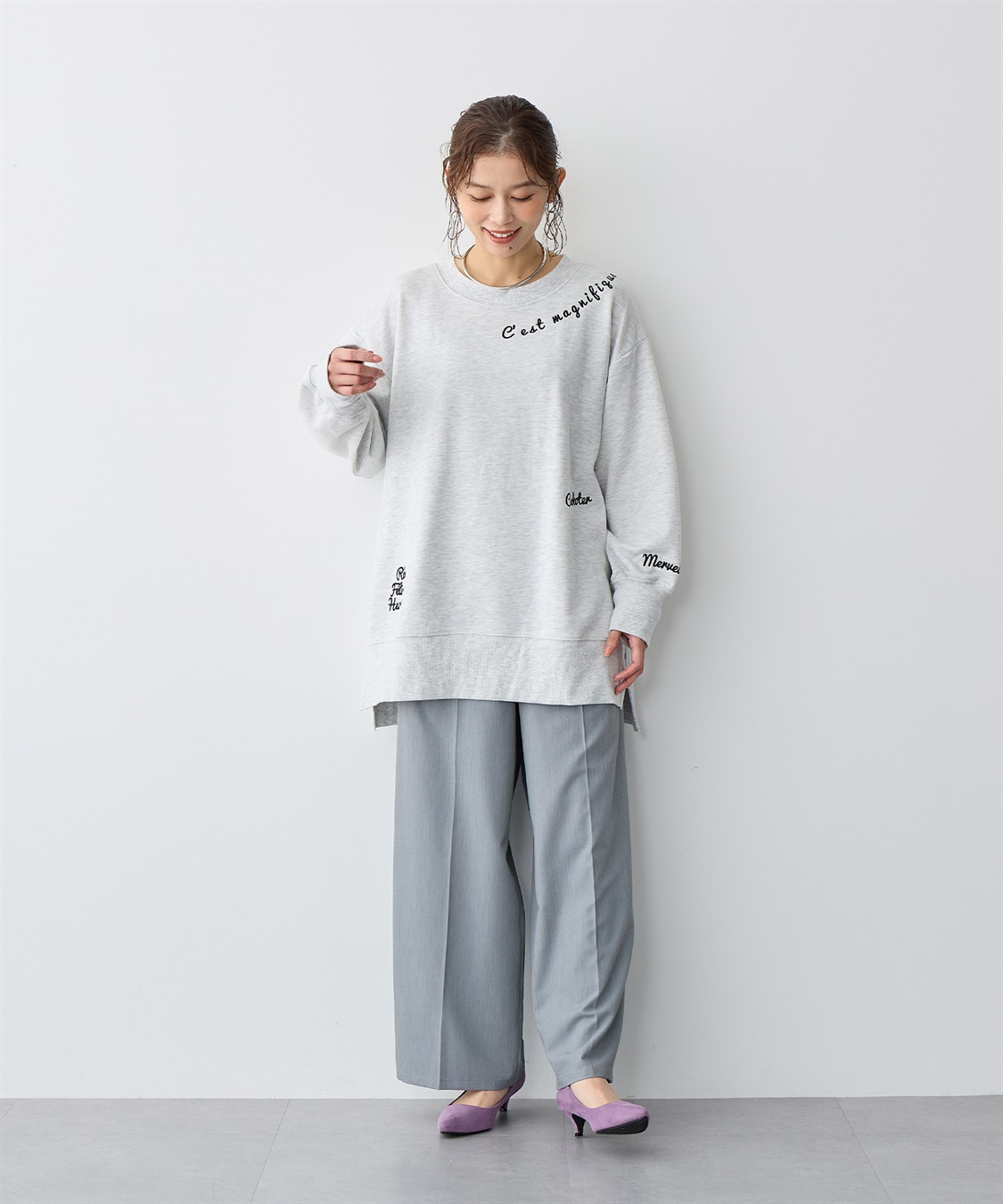 Life Style by cross marche 【anyfee/プラスサイズ】ビッグシルエット裏毛刺繍プルオーバー_sub_9