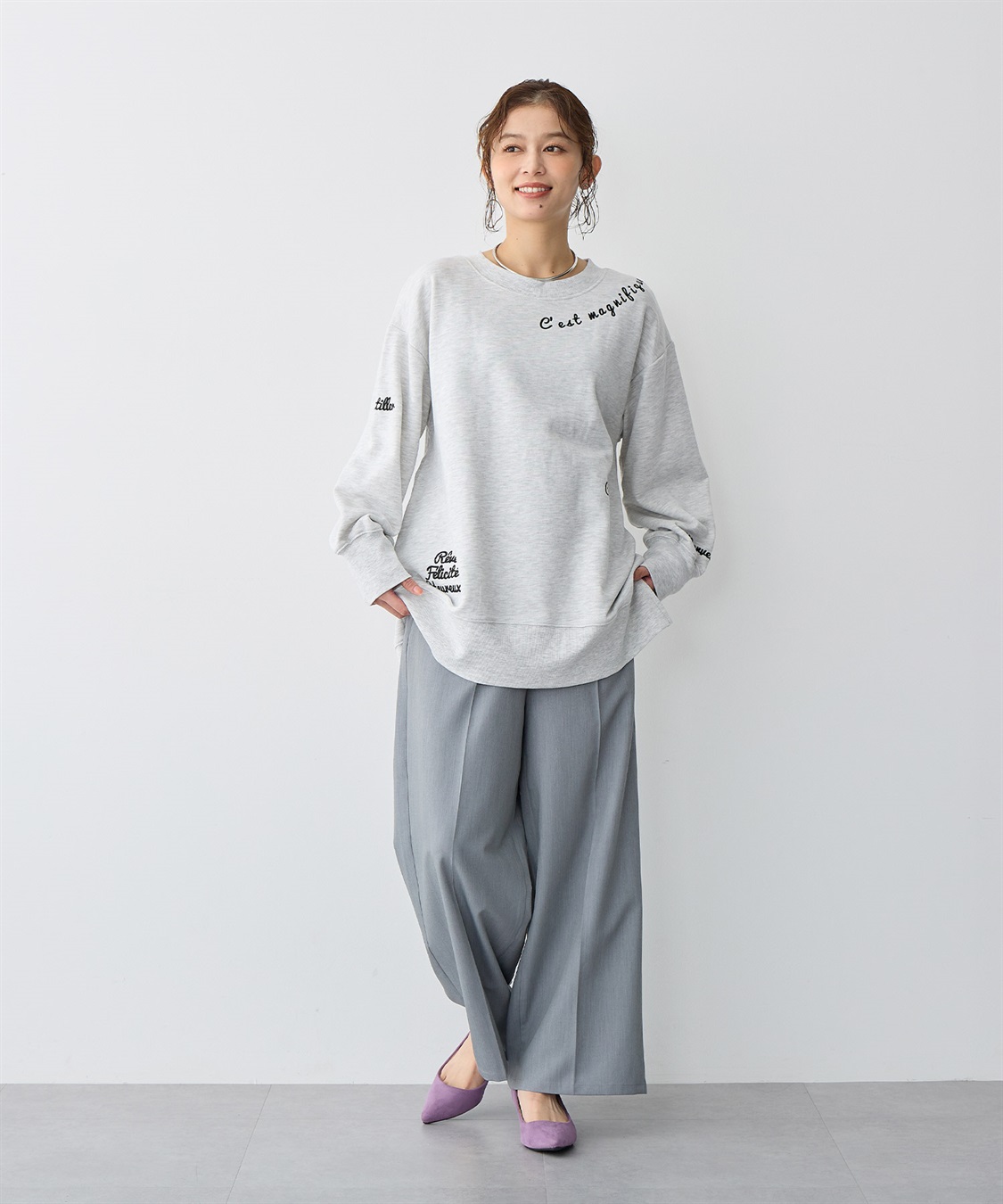 Life Style by cross marche 【anyfee/プラスサイズ】ビッグシルエット裏毛刺繍プルオーバー_sub_10