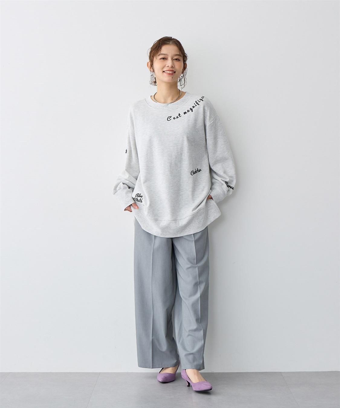 Life Style by cross marche 【anyfee/プラスサイズ】ビッグシルエット裏毛刺繍プルオーバー_sub_11