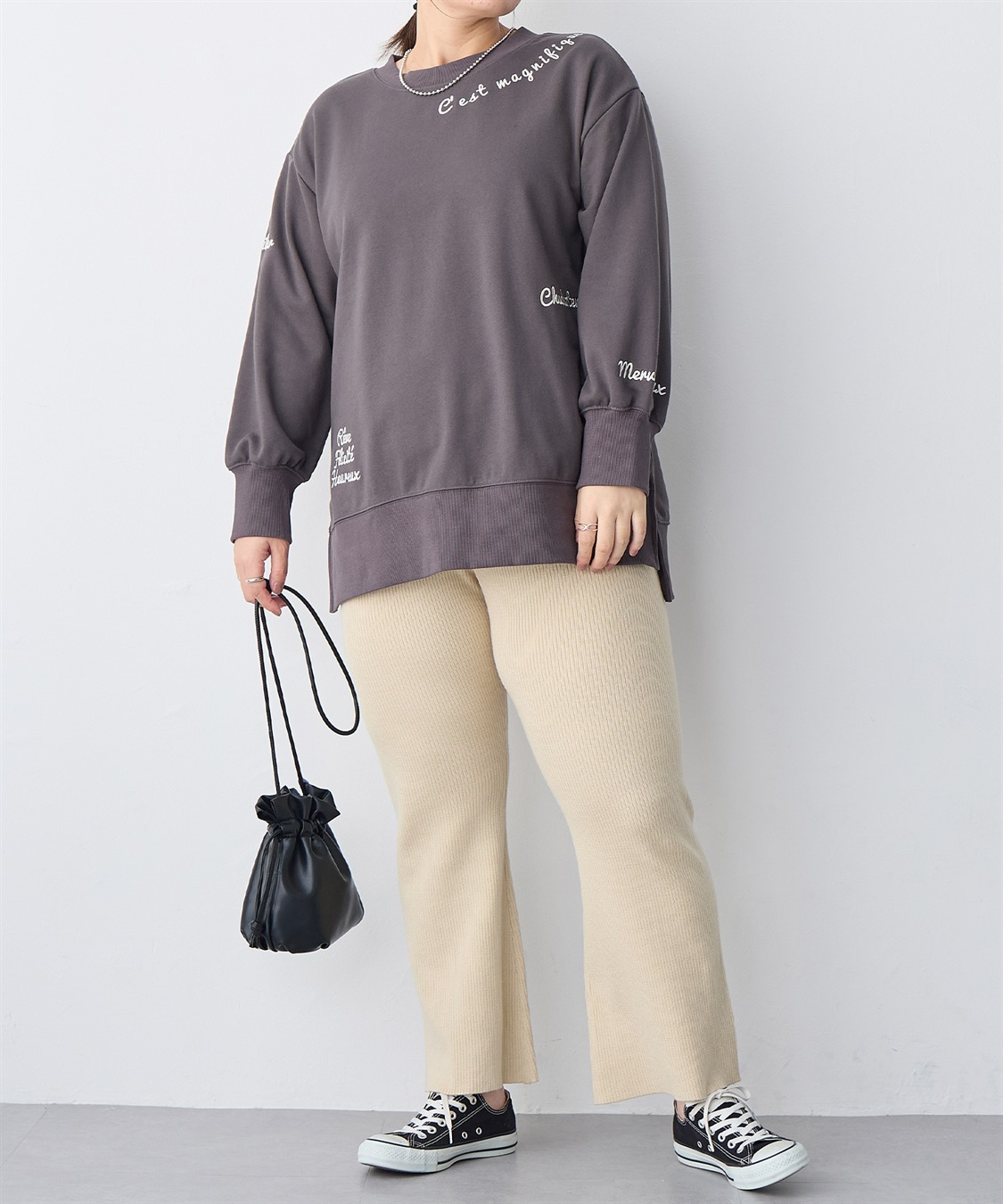 Life Style by cross marche 【anyfee/プラスサイズ】ビッグシルエット裏毛刺繍プルオーバー_sub_17