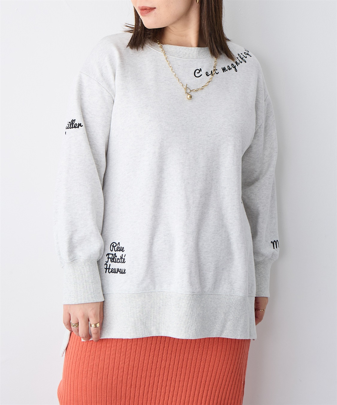 Life Style by cross marche 【anyfee/プラスサイズ】ビッグシルエット裏毛刺繍プルオーバー_sub_21