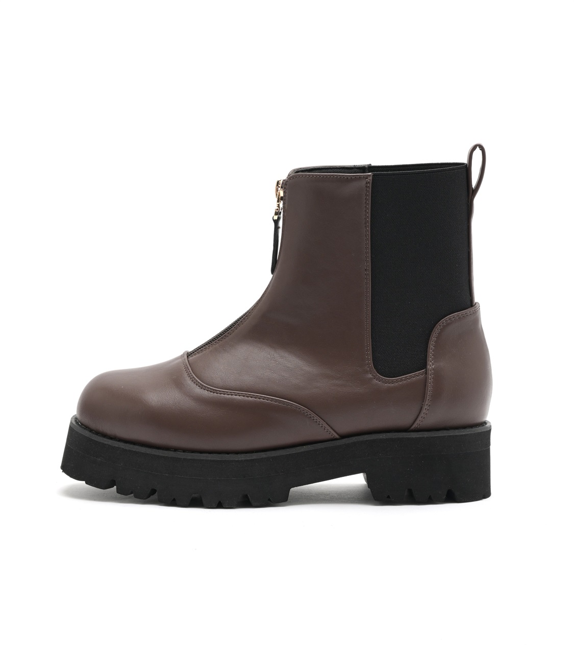 anyfee/プラスサイズ】厚底センタージップブーツ（4E・甲高