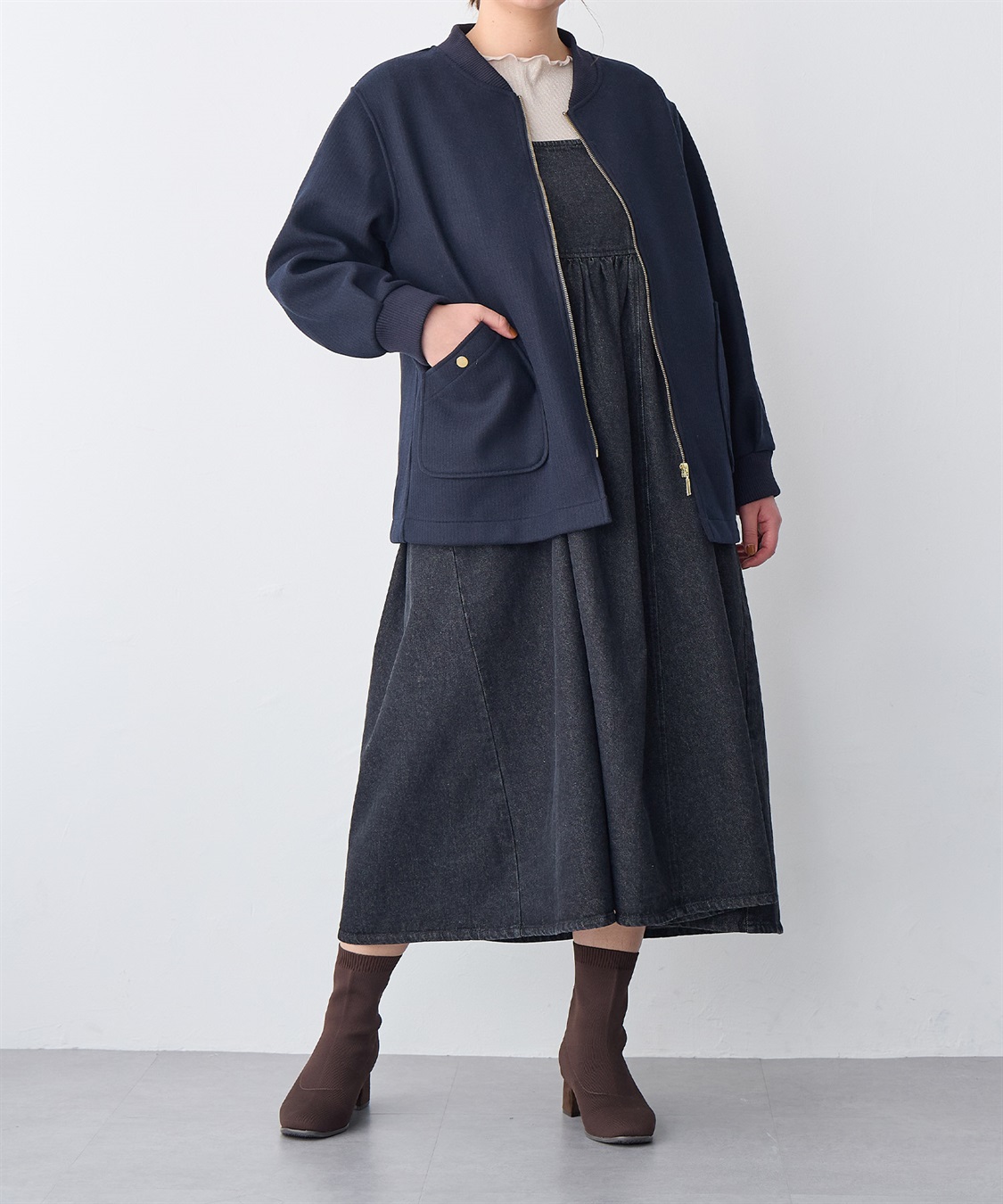 anyfee 【anyfee/プラスサイズ】5cmヒールソックスブーツ（4E・甲高・幅広）《la farfa SHOES/ラファーファシューズ》_sub_5