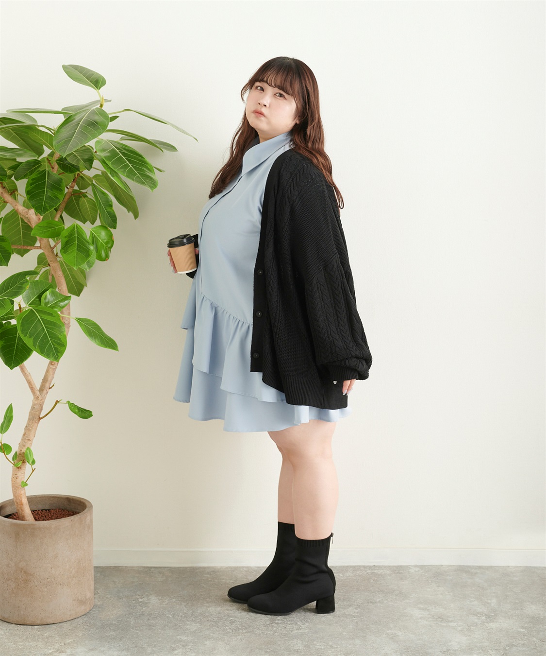 anyfee 【anyfee/プラスサイズ】5cmヒールソックスブーツ（4E・甲高・幅広）《la farfa SHOES/ラファーファシューズ》_sub_10