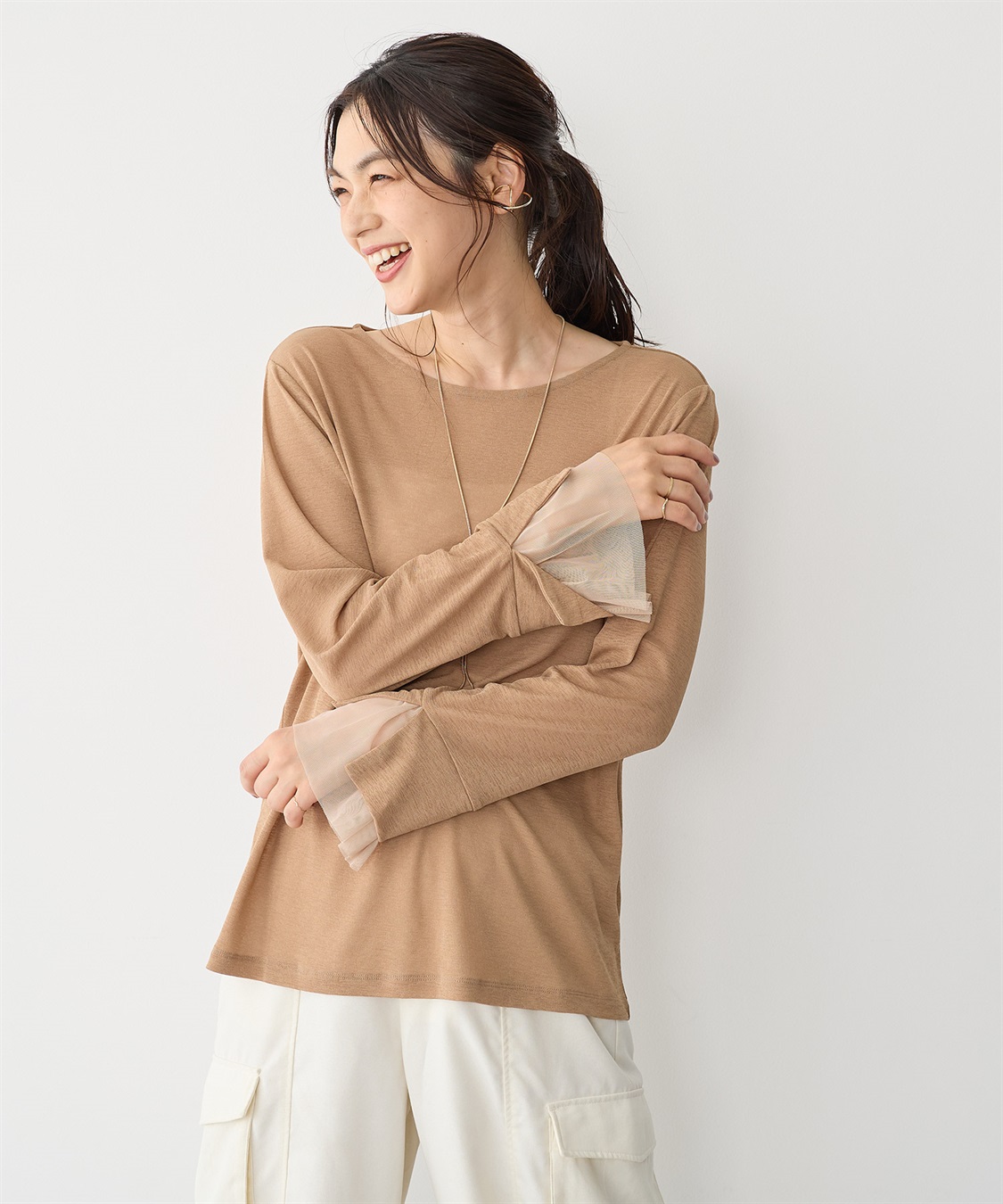 Life Style by cross marche 【anyfee/プラスサイズ】袖チュールTシャツ_sub_6