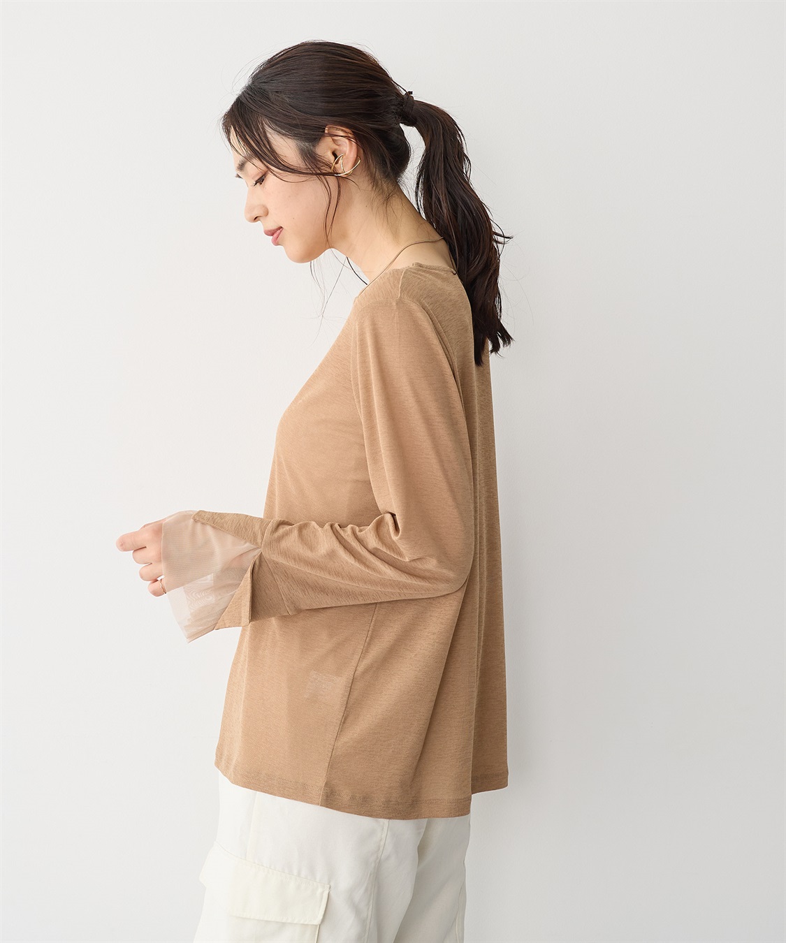 Life Style by cross marche 【anyfee/プラスサイズ】袖チュールTシャツ_sub_7