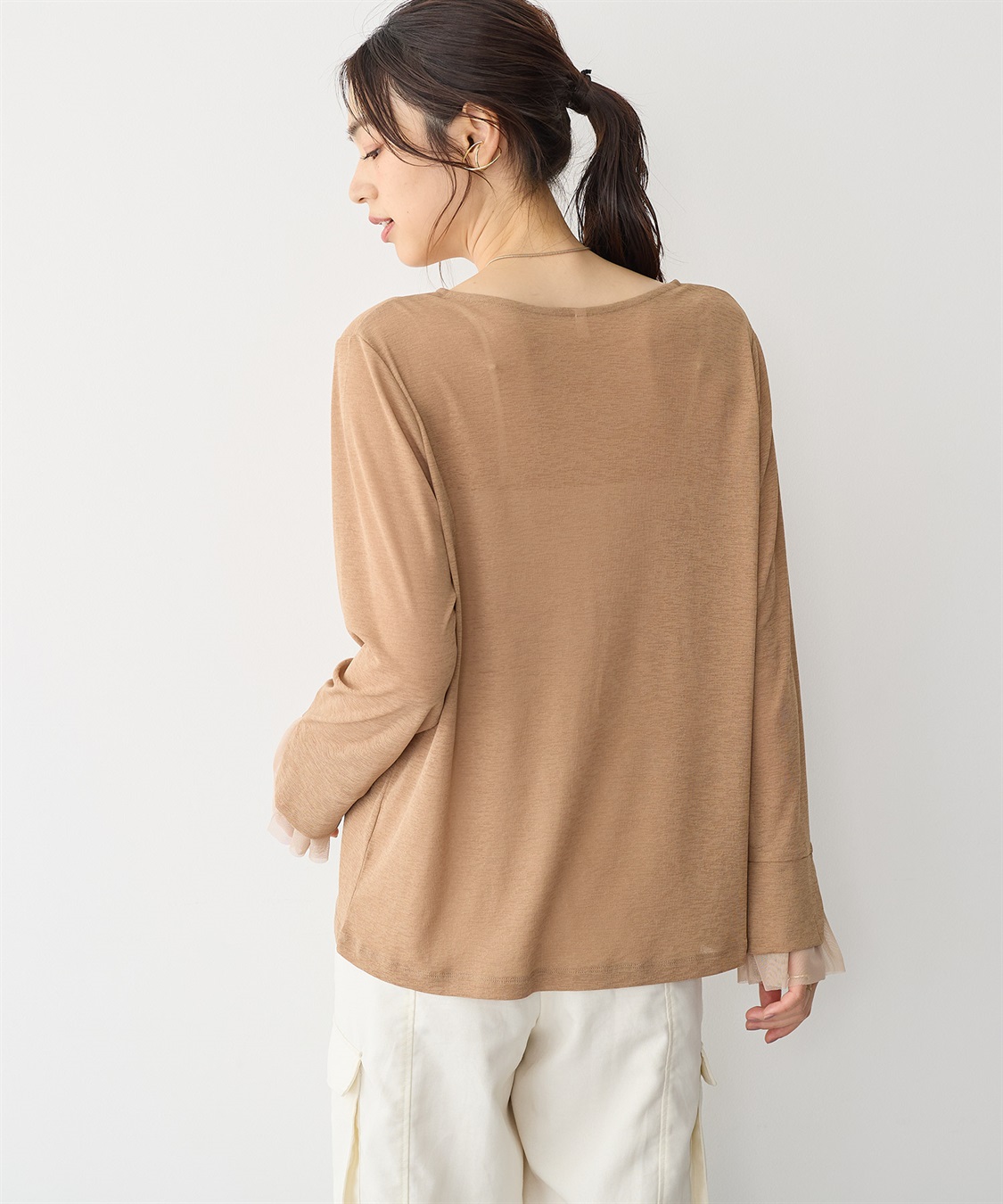 Life Style by cross marche 【anyfee/プラスサイズ】袖チュールTシャツ_sub_8