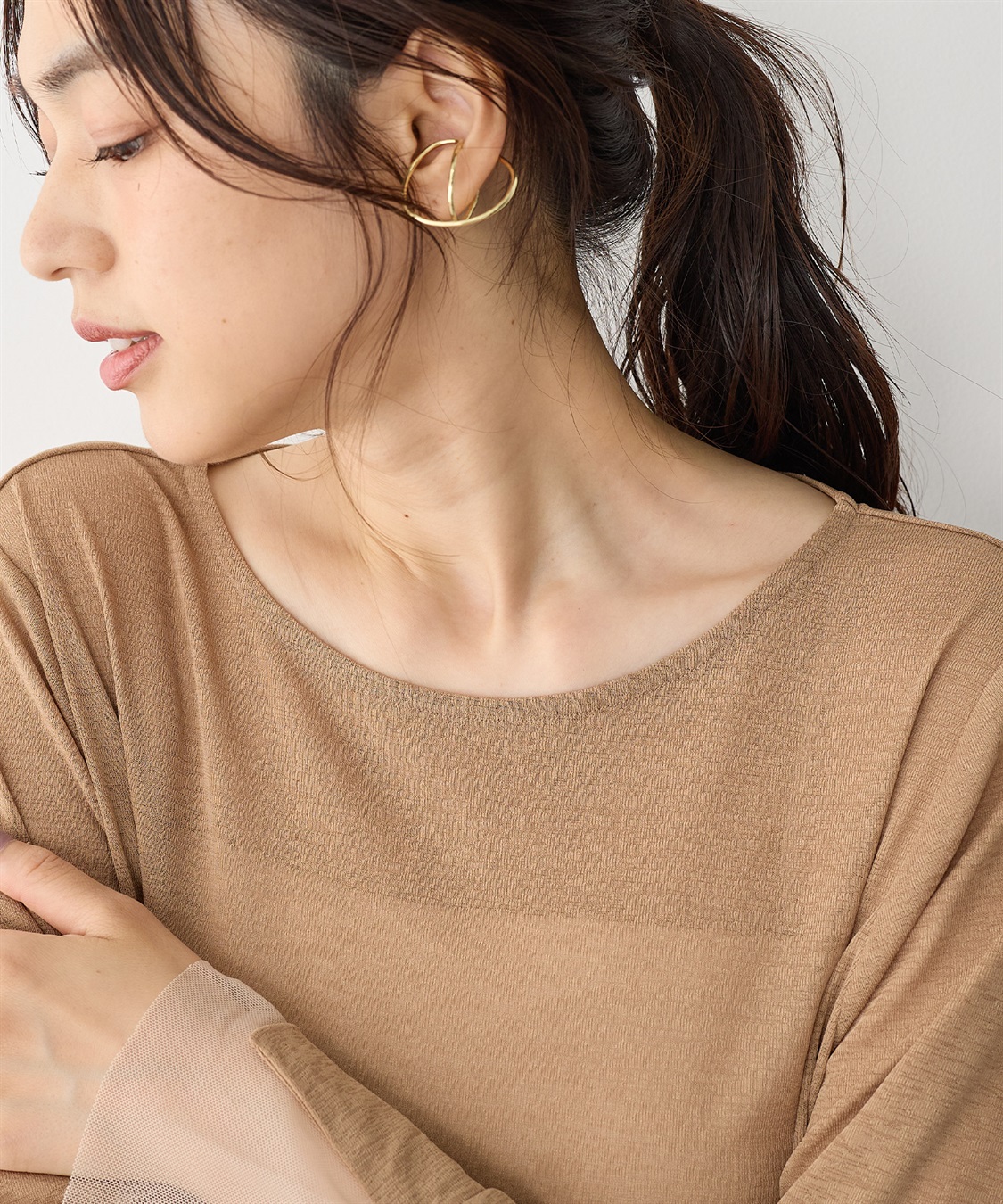 Life Style by cross marche 【anyfee/プラスサイズ】袖チュールTシャツ_sub_9