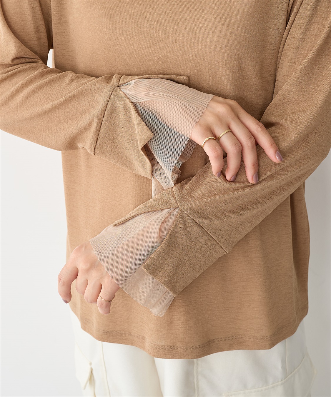 Life Style by cross marche 【anyfee/プラスサイズ】袖チュールTシャツ_sub_10