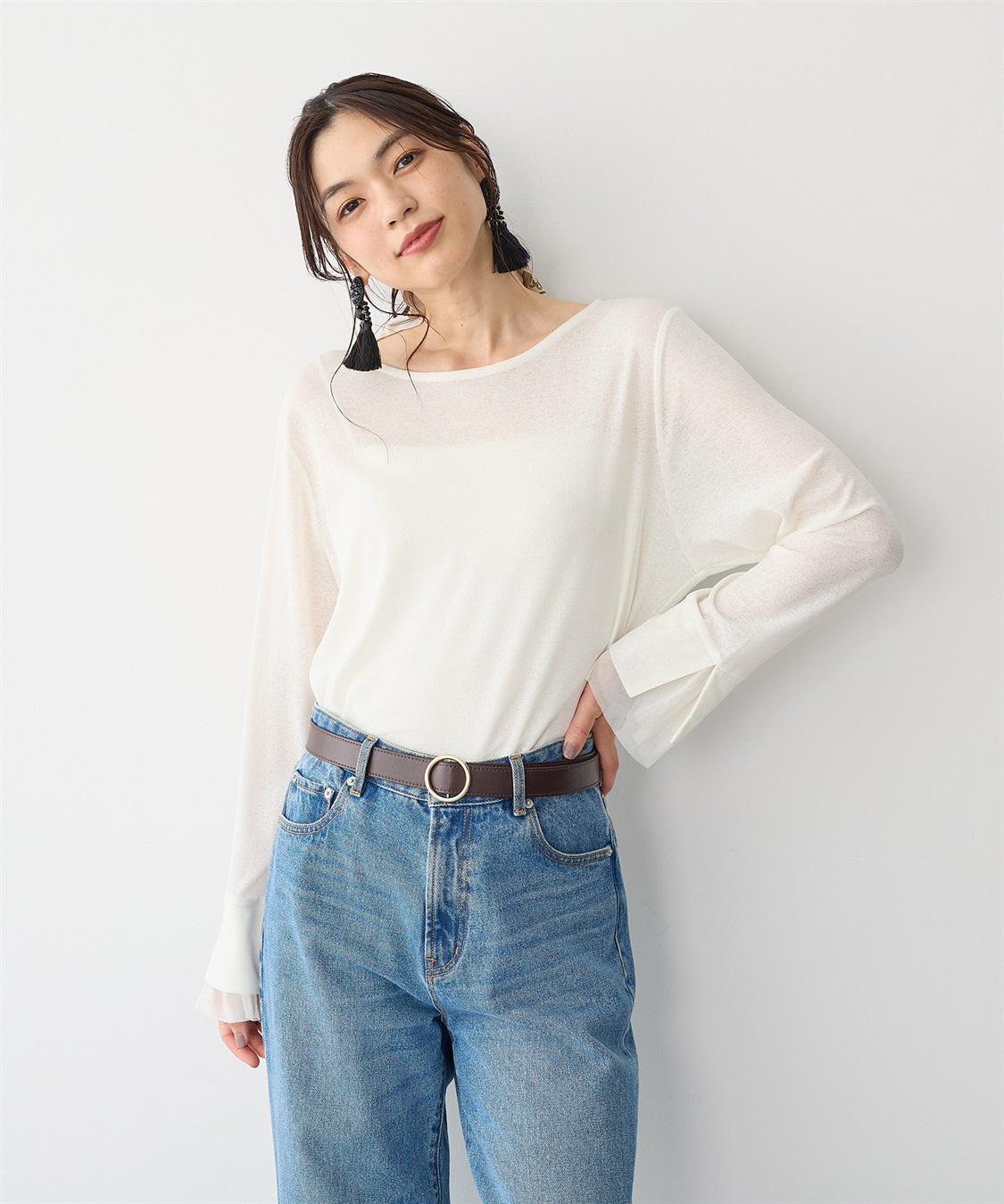 Life Style by cross marche 【anyfee/プラスサイズ】袖チュールTシャツ_sub_11