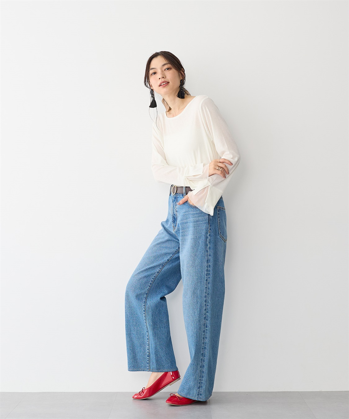 Life Style by cross marche 【anyfee/プラスサイズ】袖チュールTシャツ_sub_12