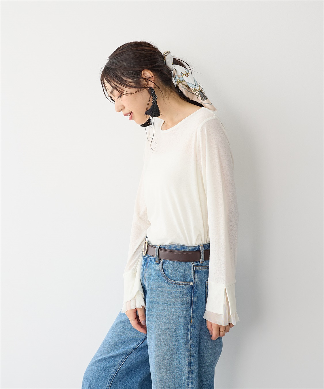 Life Style by cross marche 【anyfee/プラスサイズ】袖チュールTシャツ_sub_14