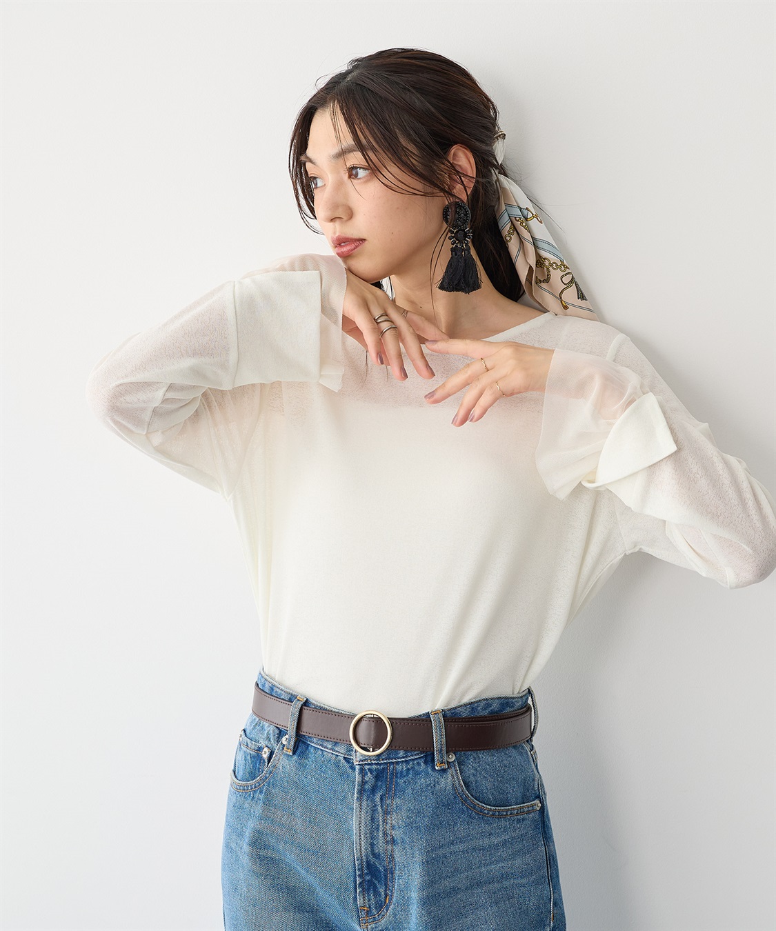 Life Style by cross marche 【anyfee/プラスサイズ】袖チュールTシャツ_sub_16