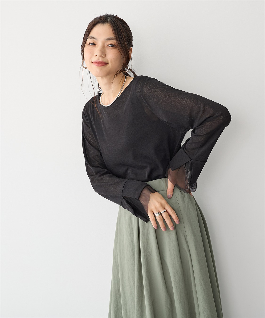 Life Style by cross marche 【anyfee/プラスサイズ】袖チュールTシャツ_sub_18