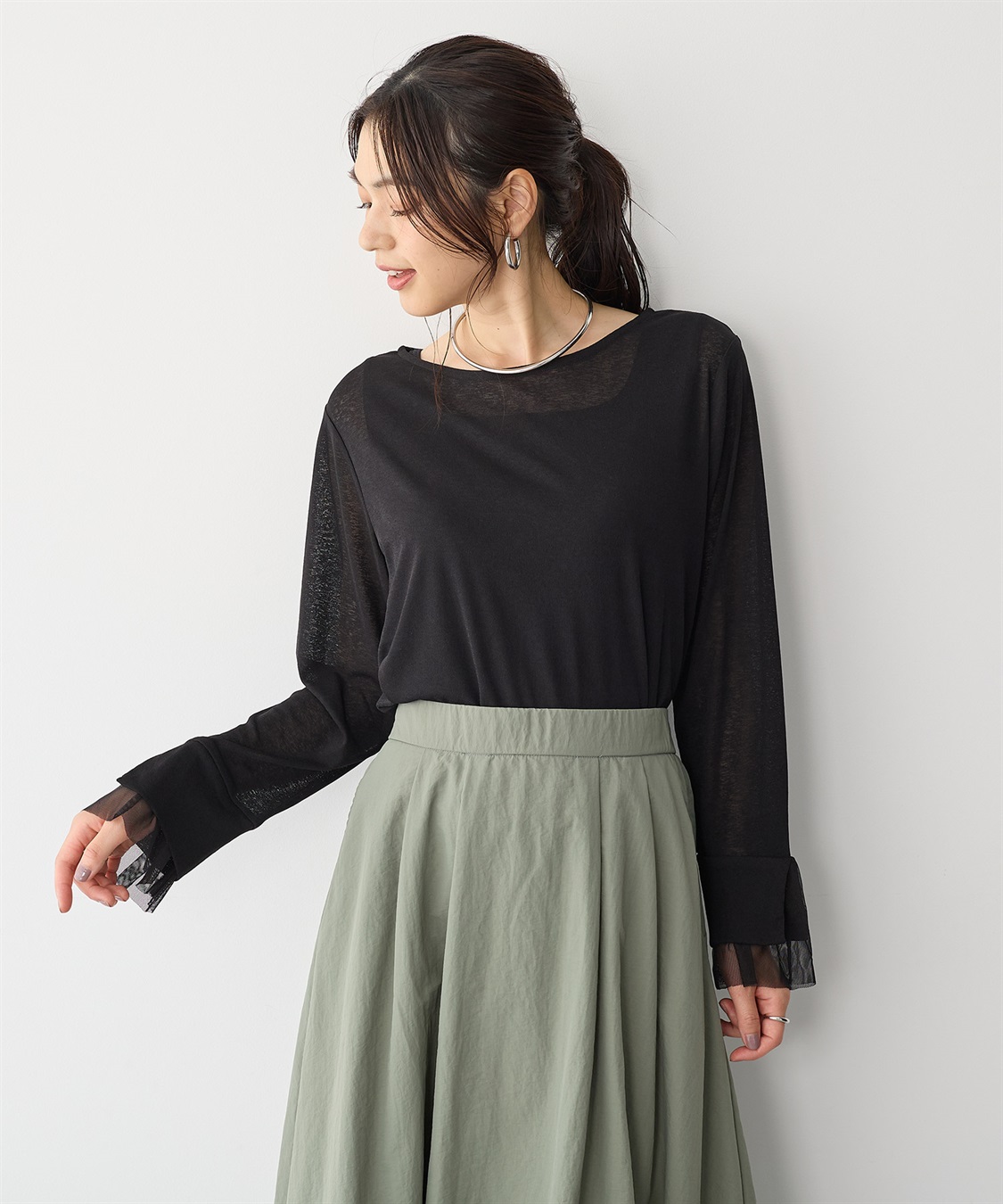 Life Style by cross marche 【anyfee/プラスサイズ】袖チュールTシャツ_sub_19