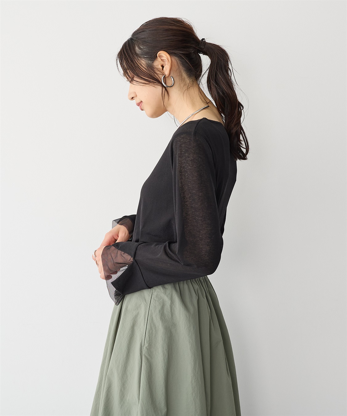 Life Style by cross marche 【anyfee/プラスサイズ】袖チュールTシャツ_sub_22