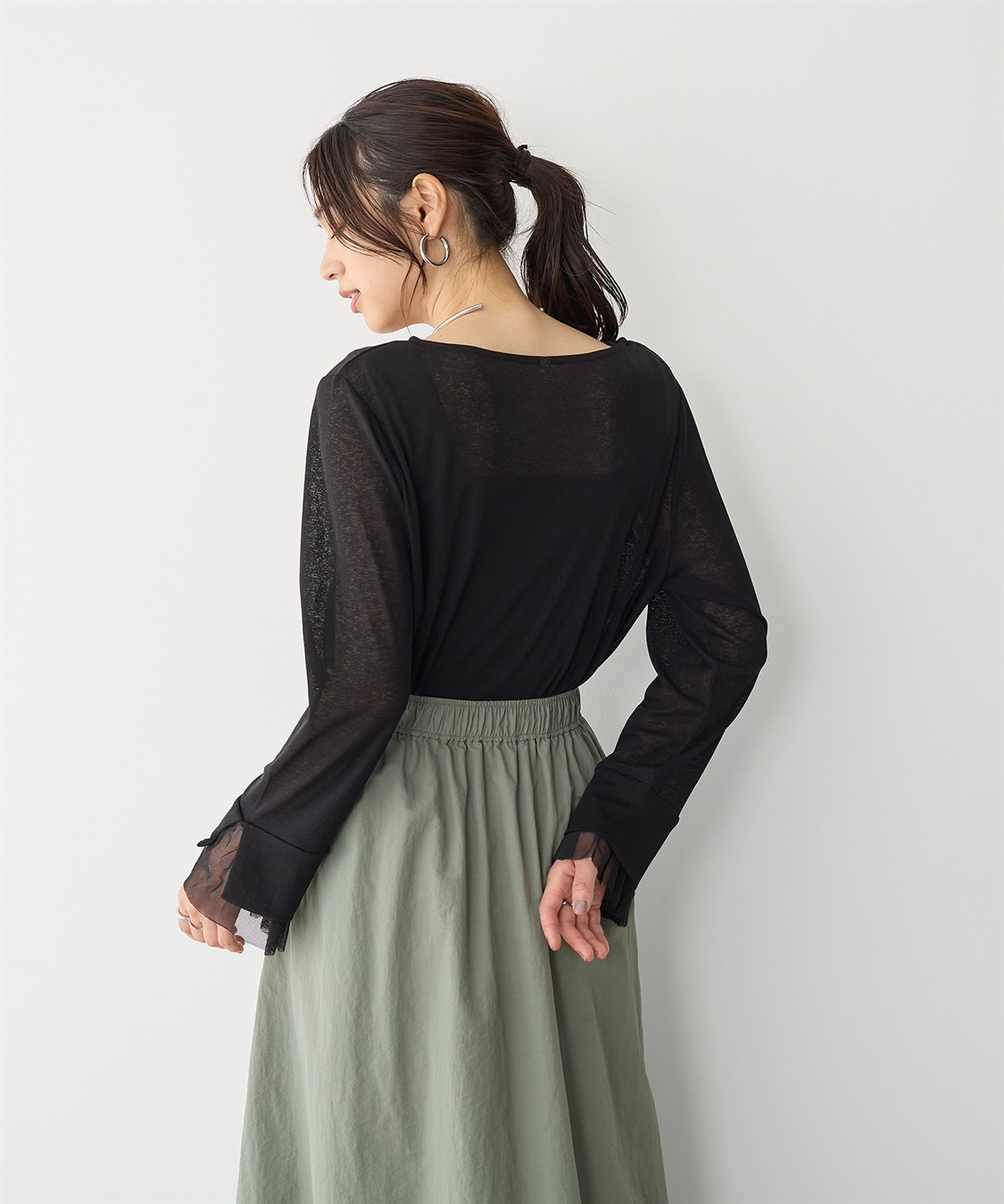 Life Style by cross marche 【anyfee/プラスサイズ】袖チュールTシャツ_sub_23