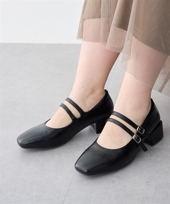 Life Style by cross marche 【anyfee/プラスサイズ】la farfa SHOES 4cmヒールスクエアトゥ2Wayメリージェーン【4E 幅広】_subthumb_1