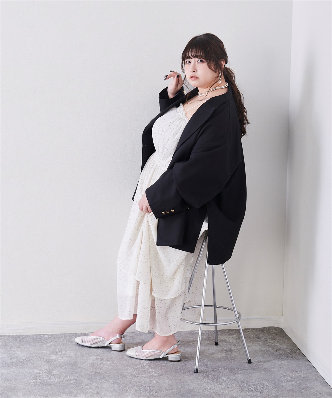 anyfee 【anyfee/プラスサイズ】チュールミュール/サンダル（4E・甲高・幅広）《la farfa SHOES/ラファーファシューズ》_sub_6