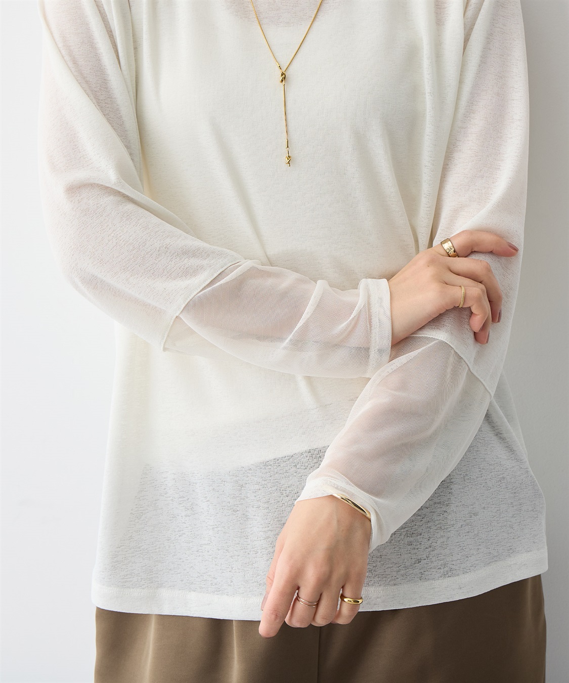 anyfee 【anyfee/プラスサイズ】天竺編み袖チュールカットソー_sub_6