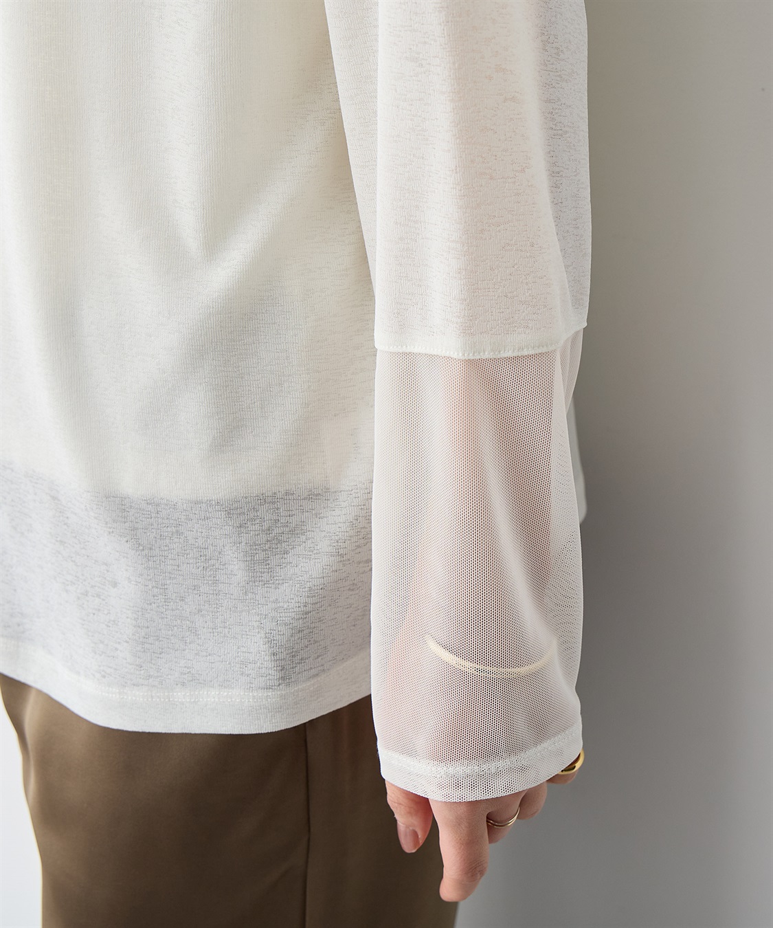 anyfee 【anyfee/プラスサイズ】天竺編み袖チュールカットソー_sub_8